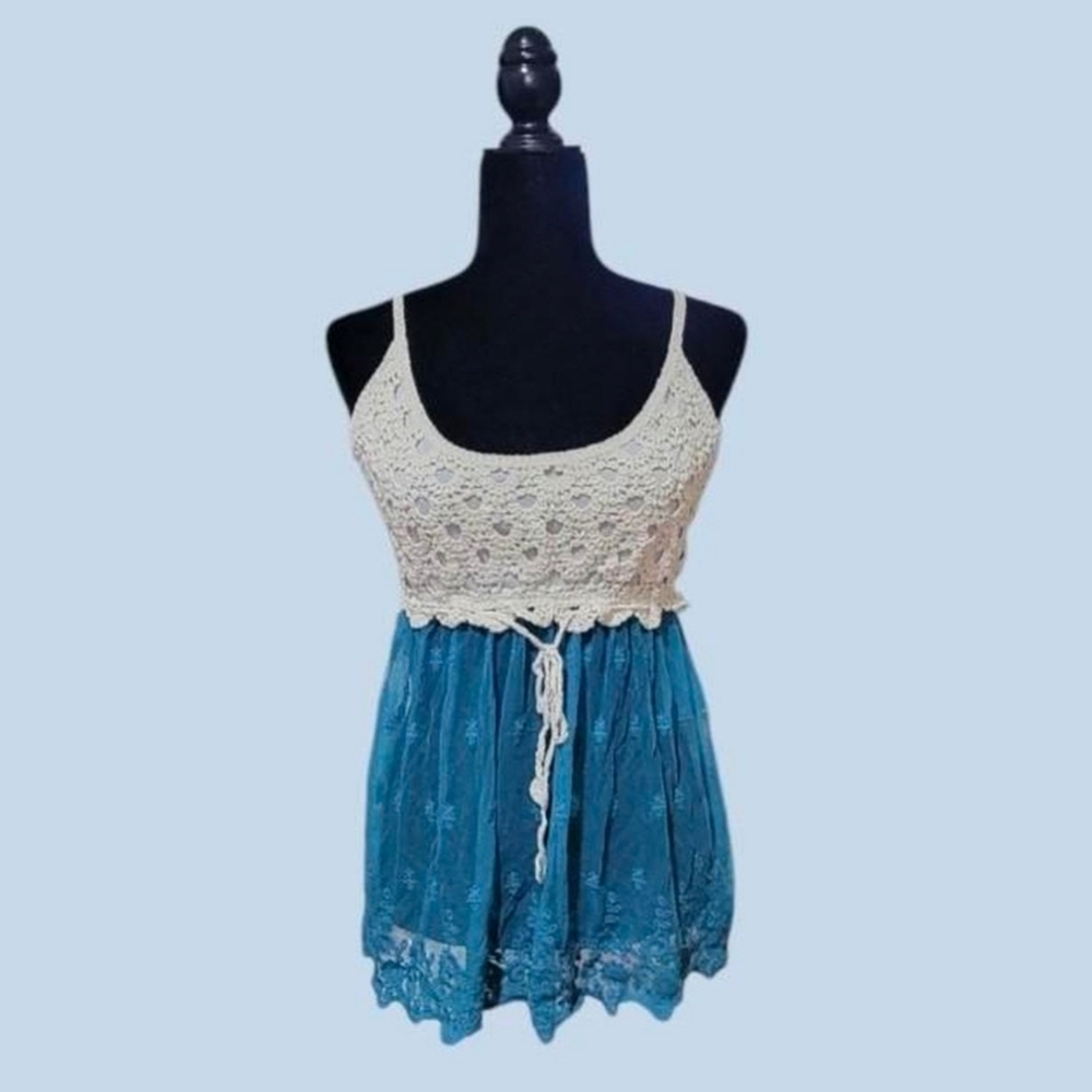 Cream Top with Sheer Lower Half And Tie